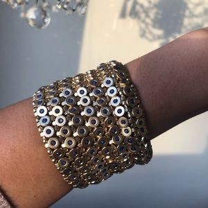 Gold & Lapis Stretch‎ Cuff Bracelet